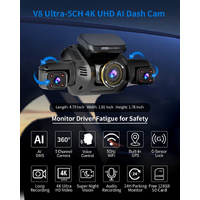 KINETIQ 360° View 5 Channel Dash Cam Front and Rear with AI Driver Monitor System - 4K Quality - Thumbnail
