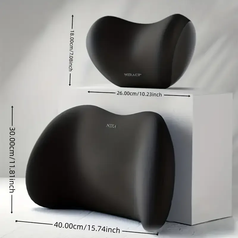 Kinetiq 4x4 Memory Foam Lower Back & Neck Pillow Set (Black)