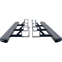 Toyota Hilux N80 FLAT Rock Sliders / Side Steps – P/C Ally Checkerplate Tread [size: Extra Cab - Tray]