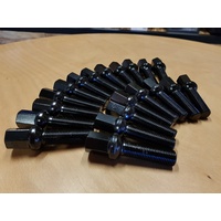 20x Wheel Bolts 14x1.5 Ball Taper - Black