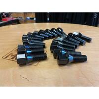 20x Wheel Bolts 14x1.5 V Taper - Black