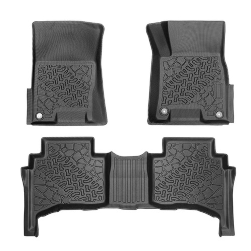 Kinetiq 4x4 Kia Tasman TPE All Weather Waterproof Floor Mats With Door Sill Protection