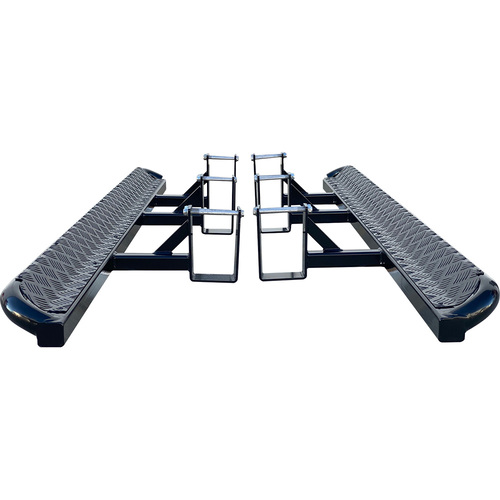 Toyota Hilux N80 Angled Rock Sliders / Side Steps – P/C Ally Checkerplate Tread