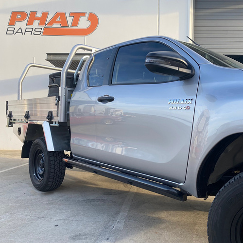 Toyota Hilux N80 ANGLED Rock Sliders / Side Steps – Powdercoated