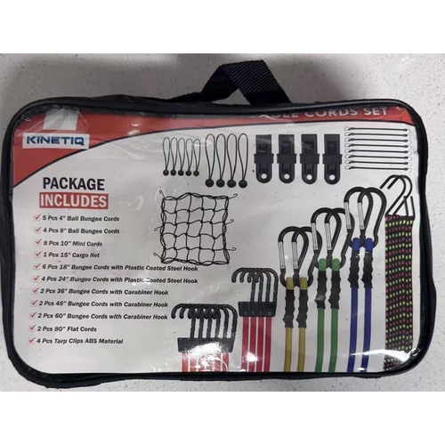 Kinetiq 4x4 40 Pcs Bungee Cord Set with Cargo Net & Tarp Clips