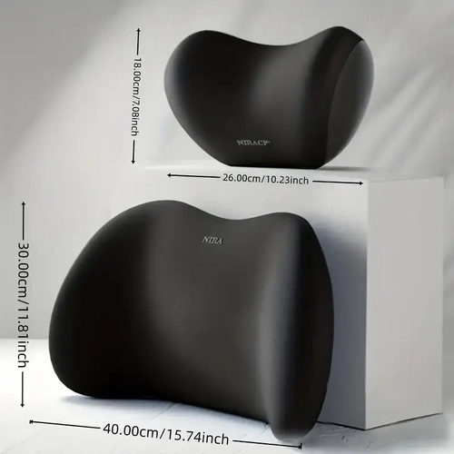 Kinetiq 4x4 Memory Foam Lower Back & Neck Pillow Set (Black)