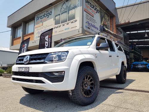 VW Amarok fitted up with 17'' Black Fuel Vector Wheels & 265/70r17 Falken AT3W Wildpeak Tyres