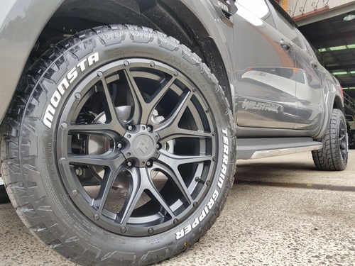 Ford Ranger Wildtrak fitted with 20'' Black Hussla Beretta Wheels & 265/50r20 Monsta Terrain Gripper image