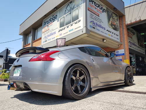 Nissan 370Z fitted with 18'' Rays TE37 Wheels & 265/35r18 Yokohama AD08R Tyres image