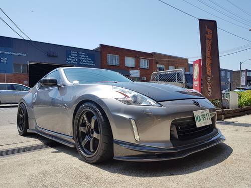 Nissan 370Z fitted with 18'' Rays TE37 Wheels & 265/35r18 Yokohama AD08R Tyres