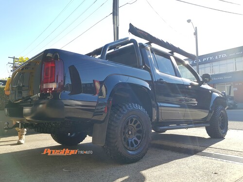 VW Amarok fitted up with 17" Black Fuel Vector Wheels & 285/70r17 BF Goodrich KM3 Mud Tyres image