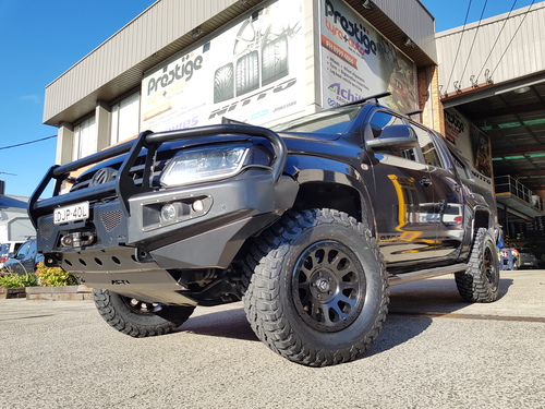 VW Amarok fitted up with 17" Black Fuel Vector Wheels & 285/70r17 BF Goodrich KM3 Mud Tyres